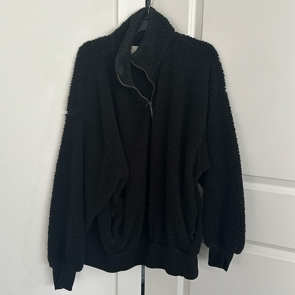 Quarter zip fuzzy pullover